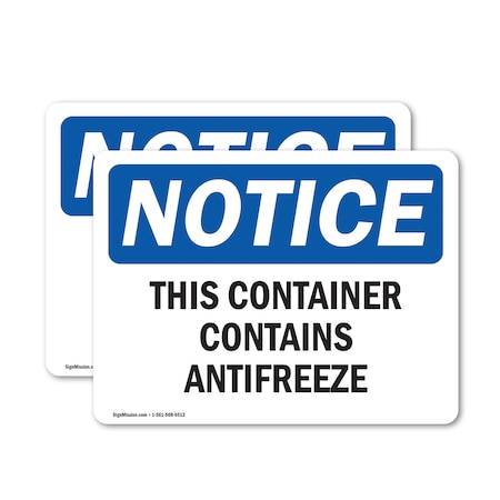 Signmission This Container Contains Antifreeze, 7 in W x Rectangle, Vinyl Decal OS-2PACK-NS-D-57-L-18596
